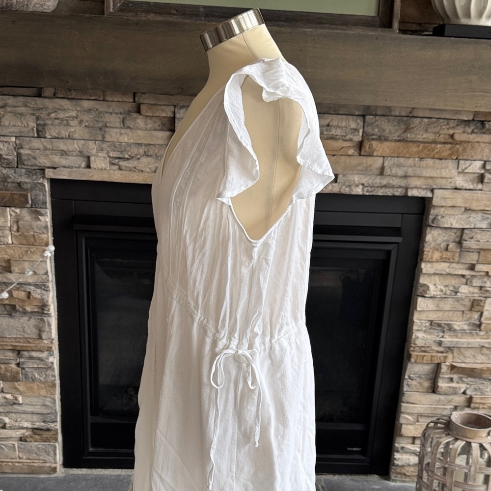 Bordeaux White Maxi Dress with Ruffle Sleeves - Picture 8 of 15